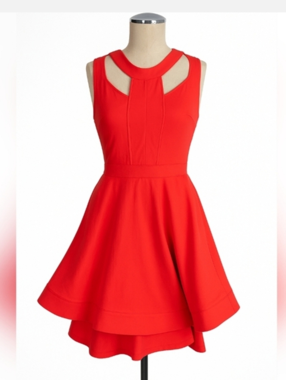 Luxxel Red Cutout Skater Dress Open Back Size M